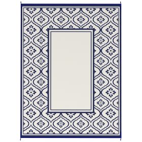 Reversible Outdoor Rug, Waterproof Plastic Straw with Carry Bag, 9' x 12', Blue & White Gourd Border Reversible Outdoor Rug, Waterproof Plastic Straw with Carry Bag, 9' x 12', Blue & White Gourd Border