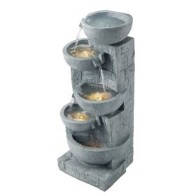VEVOR Outdoor Water Fountain, 31.5 in Height Fountain and Waterfall, 5-Tier Floor Standing Bowl-Shaped Cascading Fountains with LED Light and Pum VEVOR Outdoor Water Fountain, 31.5 in Height Fountain and Waterfall, 5-Tier Floor Standing Bowl-Shaped Cascading Fountains with LED Light and Pum